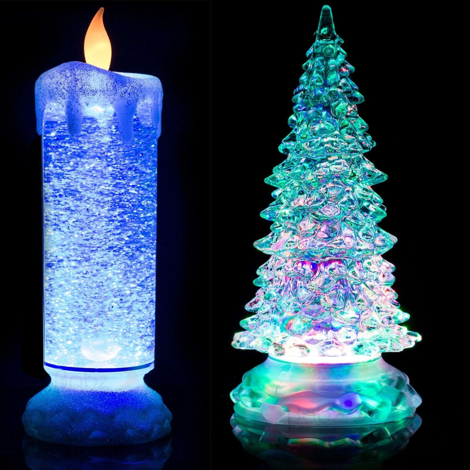 24cm SWIRLING LED COLOUR CHANGING FLAMELESS FLICKERING GLITTER CANDLE